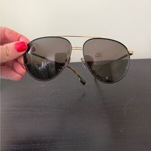 Burberry B3108 Aviator Sunglasses with Gold Frame and Black Lenses